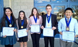 Huhn-2017-18-Central-finalists-Gabrielle Jasso, Katelyn Perez, Mia Giannandrea, Zach Robinson, Daniel Chen