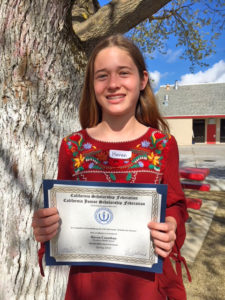 2017-18 CJSF Huhn Award North Recipient Haven Counihan, Sycamore Middle School, CJSF Adviser Liz Ayon