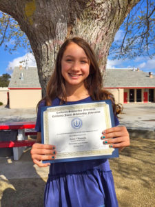 2017-18 CJSF Huhn Award North Recipient Jenna Villapania, Sycamore Middle School, CJSF Adviser Liz Ayon