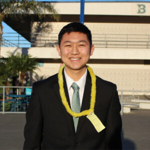 Brandon Irie, Seymour South Central finalist 2017-18. West HS, Torrance, Chapter 693, CSF Adviser Laura Hecht.