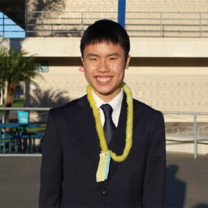 Timothy Lau, Seymour Central Coast finalist 2017-18. South HS, Torrance, Chapter 589, CSF Adviser Laura Drehs.