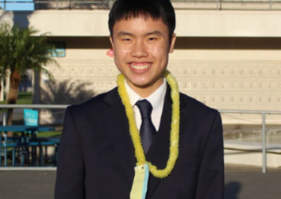 Timothy Lau, Seymour Central Coast finalist 2017-18. South HS, Torrance, Chapter 589, CSF Adviser Laura Drehs.