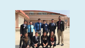Seymour Central 2019 Recipient Sahila Shah, Ronald E. McNair High School Chapter 1326, Adviser Craig Nash - pictured with Central Region Finalists