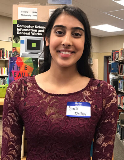 Seymour North 2019 Finalist Simrit Dhillon, Lindhurst High School Chapter 976, Adviser Stephanie Peterson