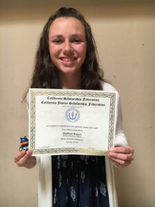 Madison Rogers, Chapter 67 Brittan ELementary School, Heather Azevedo, Adviser