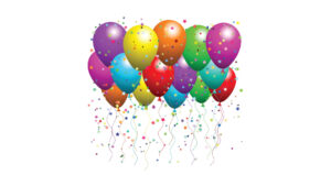 colorful balloons and confetti