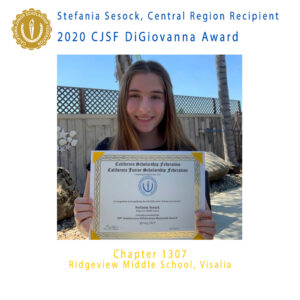 Stefania Sesock, 2020 CJSF DiGiovanna Award Central Region Recipient