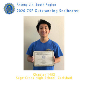 Antony Lin, 2020 Outstanding Sealbearer South Coast Region