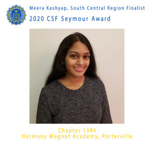 Meera Kashyap, 2020 CSF Seymour Award Central Region Finalist
