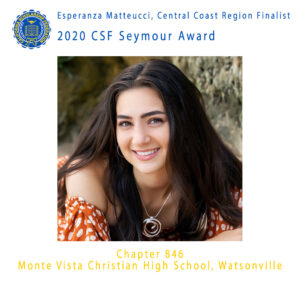 Esperanza Matteucci, 2020 CSF Seymour Award Central Coast Region Finalist