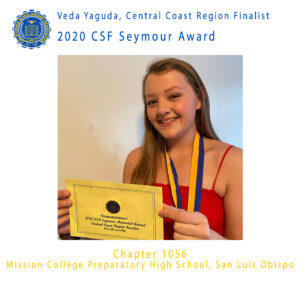 Veda Yaguda, 2020 CSF Seymour Award Central Coast Region Finalist
