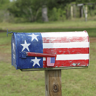 U.S. Mailbox with stars and stripes