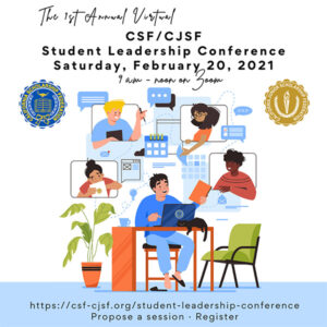 1st Annual Virtual CSF/CJSF Student Leadership Conference - cartoon of kids interacting online