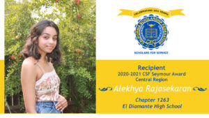 Alekhya Rajasekaran Seymour Award 2020-2021 Central Region Recipient