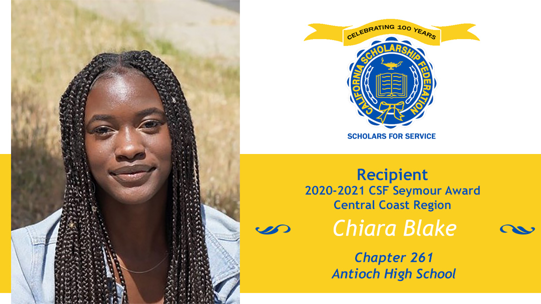 Chiara Blake Seymour Award 2020-2021 Central Coast Region Recipient