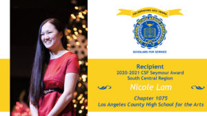 Nicole Lam CSF South 2020-2021 Seymour Award Central Region Recipient