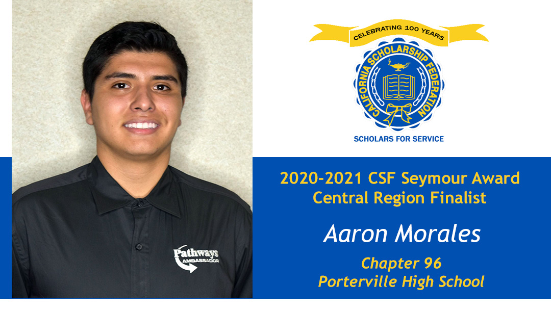 Aaron Morales CSF Seymour Award 2020-2021 Central Region Finalist