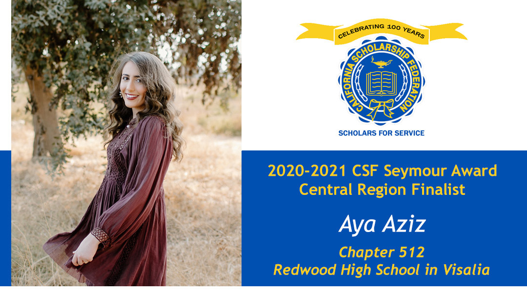 Aya Aziz is a Seymour Award 2020-2021 Central Region Finalist