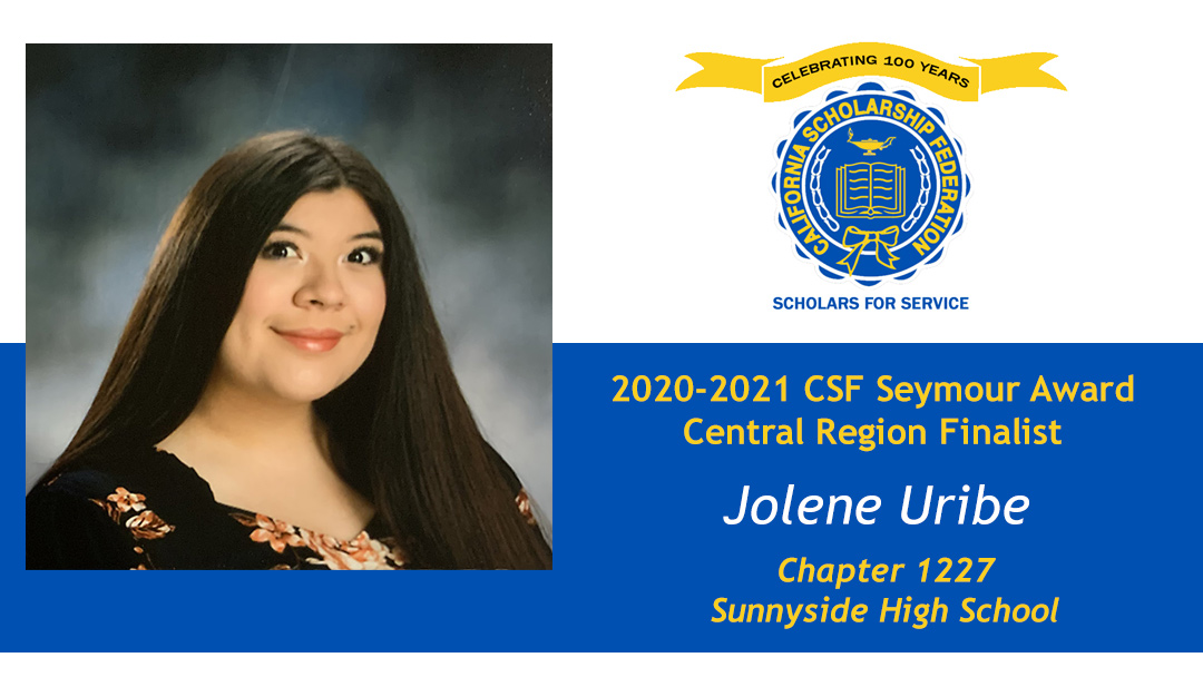 Jolene Uribe is a Seymour Award 2020-2021 Central Region Finalist