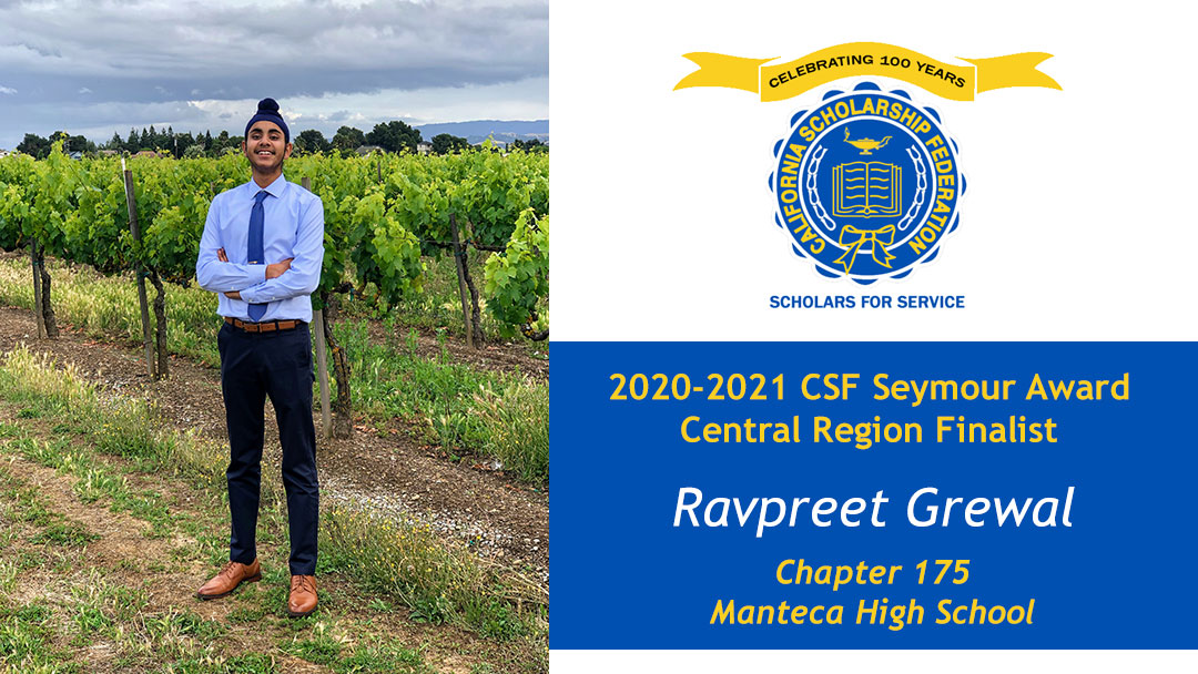 Ravpreet Grewal is a Seymour Award 2020-2021 Central Region Finalist