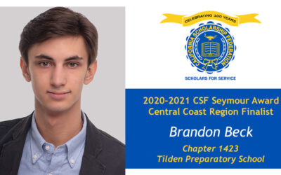 Brandon Beck Seymour Award 2020-2021 Central Coast Region Finalist