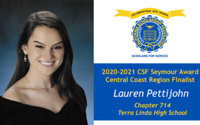 Lauren Pettijohn Seymour Award 2020-2021 Central Coast Region Finalist