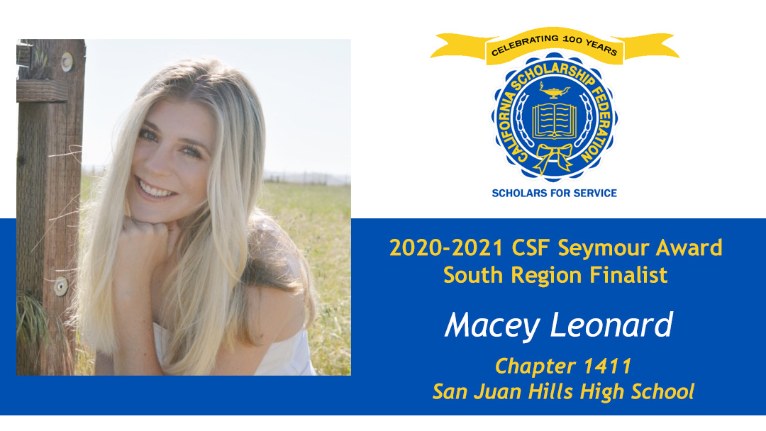 Macey Leonard is a Seymour Award 2020-2021 South Region Finalist