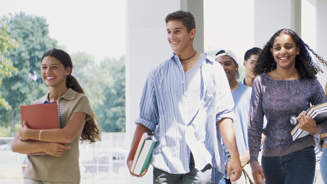 group of students walking