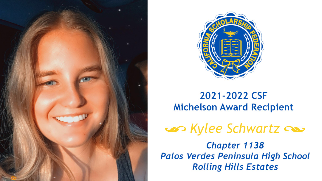 Kylee Schwartz 2021 Michelson Award Recipient Chapter 1138 PV Peninsula HS