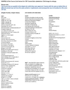 Sample CSF Course Lists