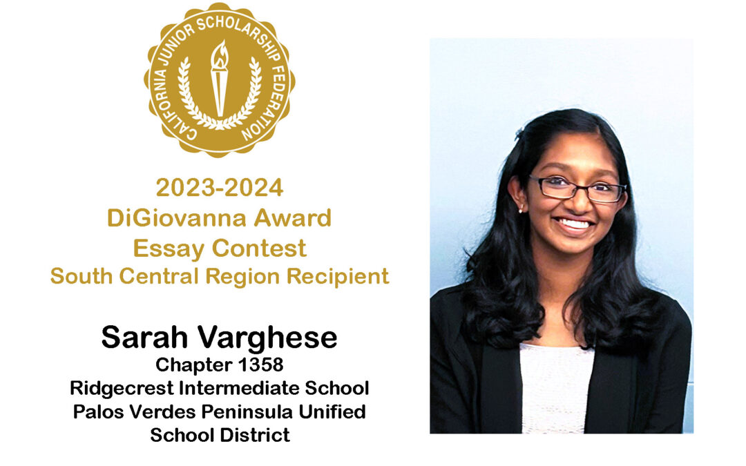 Sarah Varghese, 2023-2024 DiGiovanna Award South Central Region Recipient