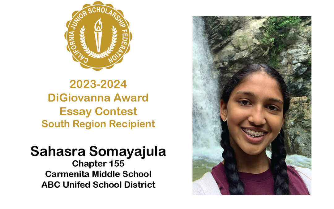 Sahasra Somayajula, 2023-2024 DiGiovanna Award South Region Recipient