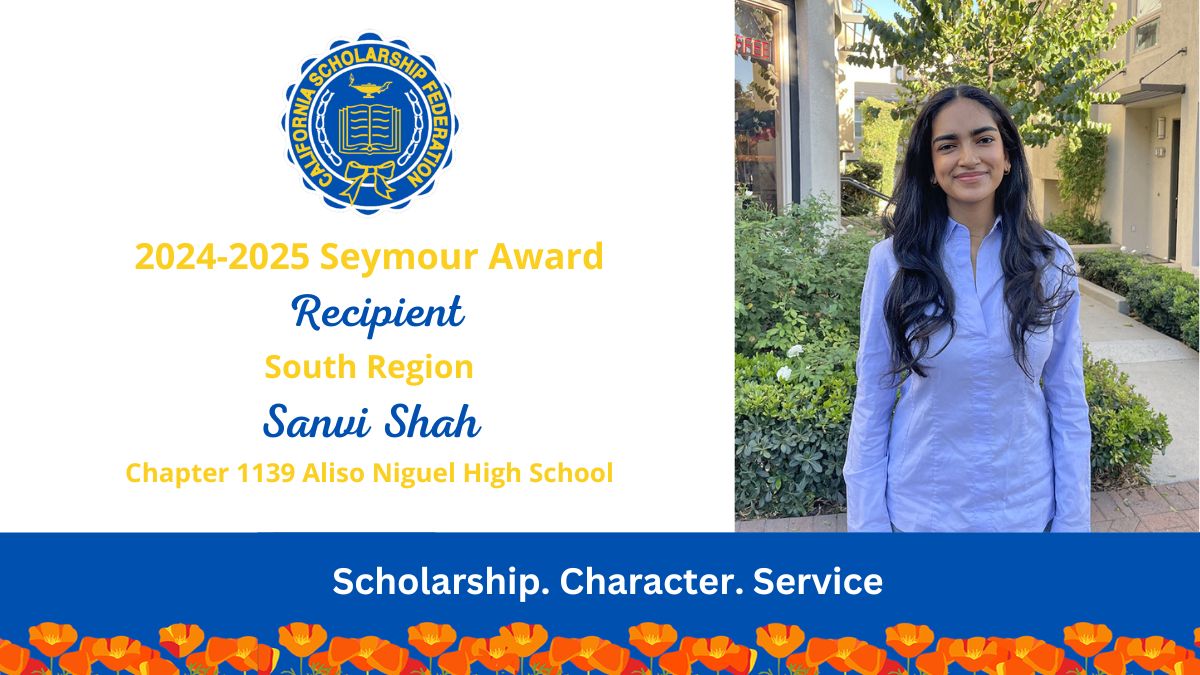 Sanvi Shah - 2024-2025 SEYMOUR AWARDS SOUTH REGION RECICPIENT