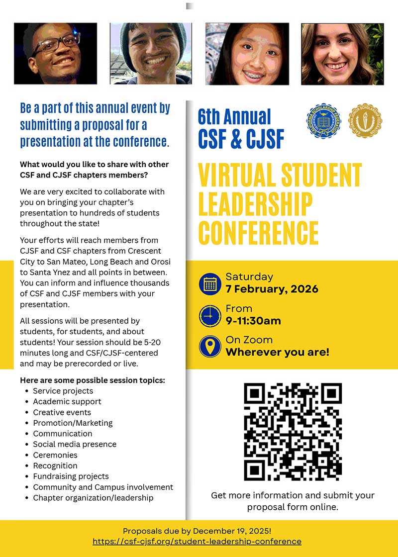 feature-6th-Annual-CSFCJSF-Virtual-Student-Leadership-Conference text flyer - 6th Annual CSF/CJSF Virtual Student Leadership Conference on February 7, 2026